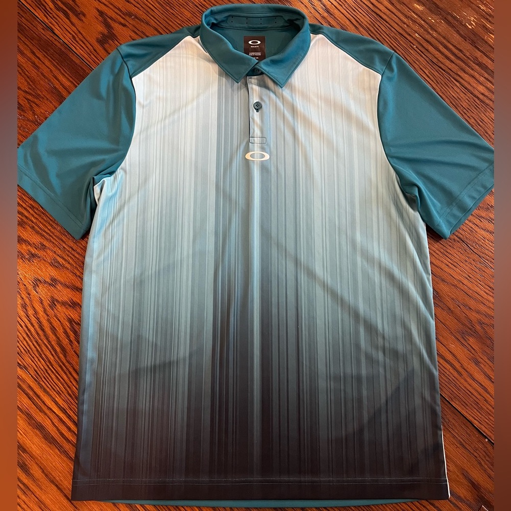 Oakley Men's Polo Shirt Green Gradient Golf Casual Size Medium